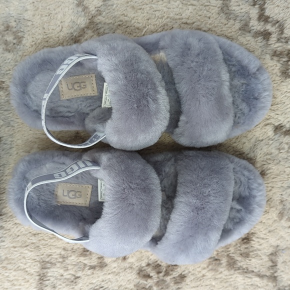 UGG OH YEAH fuzzy sandals- grey size 6 - Picture 4 of 9